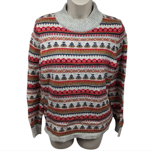 J. Crew Fair Isles Mock Neck Lambs Wool Blend Sweater Sz S - Picture 1 of 8